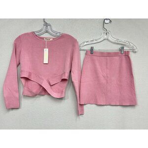 MEBON By Machine Jeans Womens Two Piece Sweater Skirt Set Knit Sweater Top Med